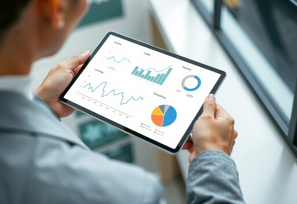 Modern data dashboard on tablet
